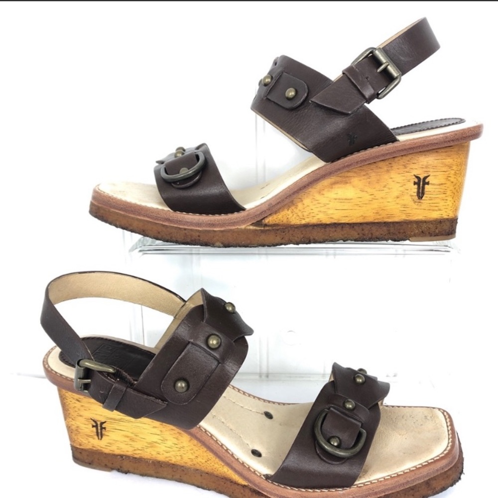 Frye Leather Wedge Sandals